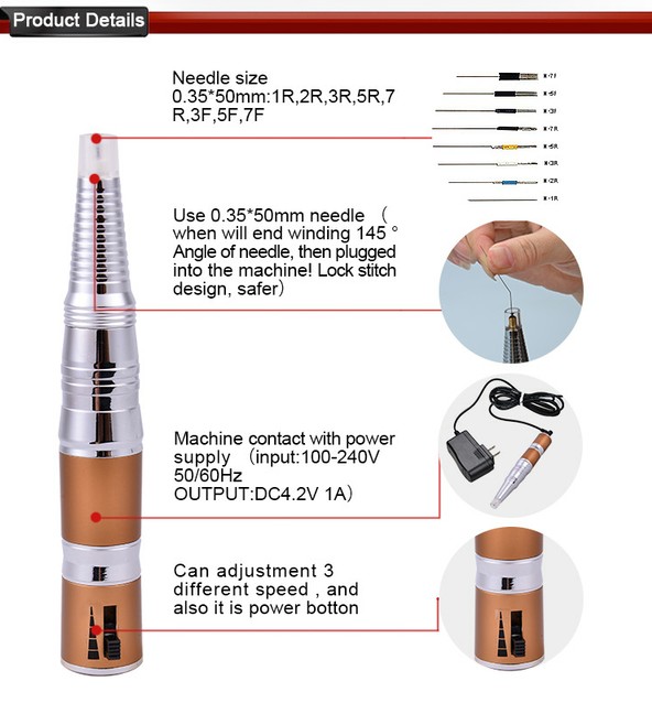 Tätowierungs-Augenbrauen-Maschinen-Ausrüstung mit drahtlosem dauerhaftem Make-up Pen Kit 0
