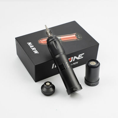 China Edelstahl 1800mAh NARW drahtlose Tätowiermaschine 1-OLED-Display Touchscreen Batterie Dreh-Tattoo-Pistole Tätowierfeder mit RCA-Leistung fournisseur