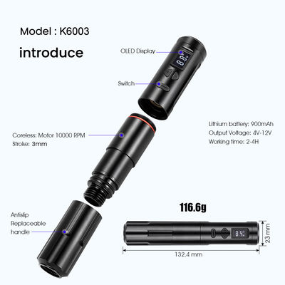 10W drahtlose Dermographie Tattoo-Maschine drahtlose permanente Make-up-Maschine RCA-Anschluss Körpermaschine Länge 24*132,4mm fournisseur