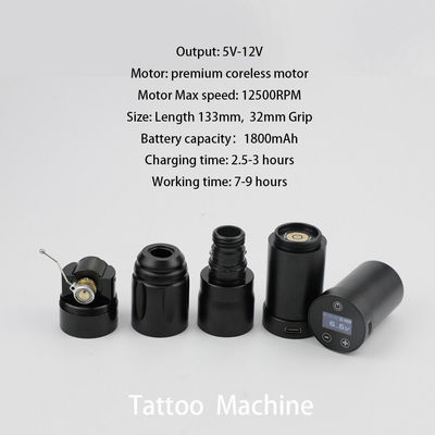 Edelstahl 1800mAh NARW drahtlose Tätowiermaschine 1-OLED-Display Touchscreen Batterie Dreh-Tattoo-Pistole Tätowierfeder mit RCA-Leistung fournisseur