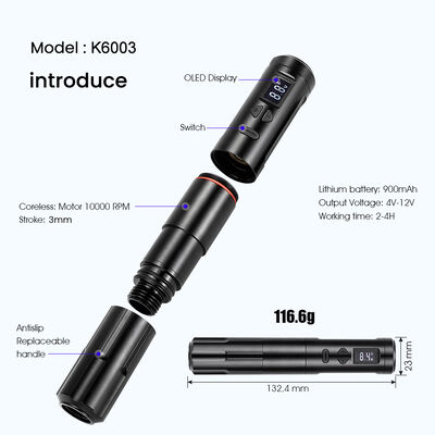 Wireless Dermografo Elektrische Tätowiermaschine Kabellose Permanente Make-up-Maschine Aluminium 2 Batterieköpfe RCA-Anschlussmodell fournisseur