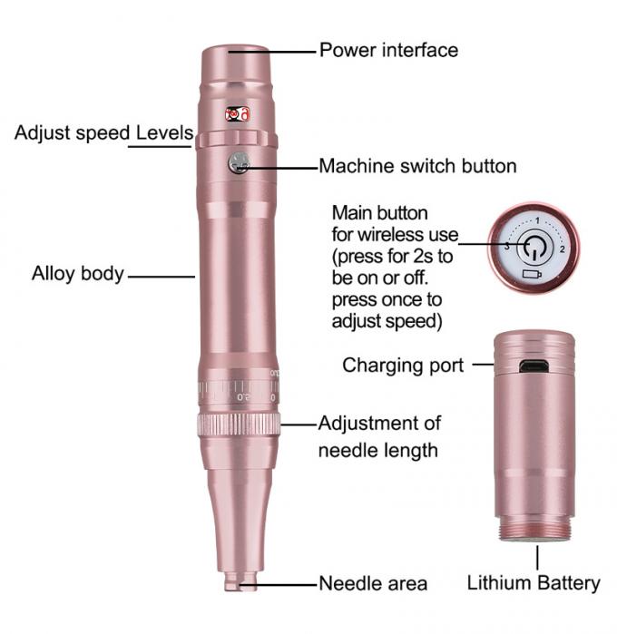 Professionelle Batterie-Augenbrauen-Tattoo-Maschine mit 0-3.5mm Nadelprotrusion und drahtlosem Design 2