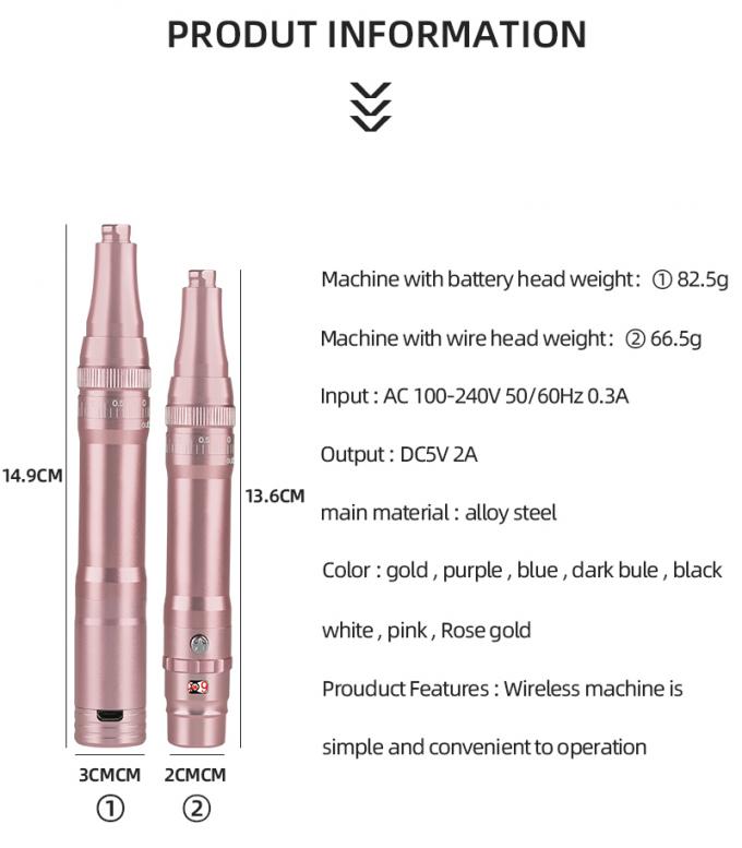 Professionelle Batterie-Augenbrauen-Tattoo-Maschine mit 0-3.5mm Nadelprotrusion und drahtlosem Design 1