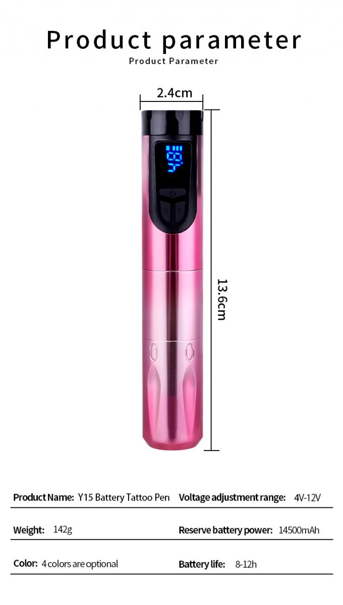 14500mAh Reserve Batterie Strom drahtlose Tätowiermaschine mit LCD-Display und austauschbare Batterie Flugzeug Aluminium Design 6
