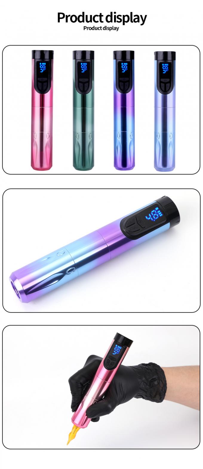 14500mAh Reserve Batterie Strom drahtlose Tätowiermaschine mit LCD-Display und austauschbare Batterie Flugzeug Aluminium Design 7