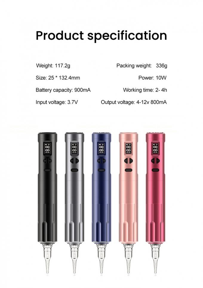 10W drahtlose Dermographie Tattoo-Maschine drahtlose permanente Make-up-Maschine RCA-Anschluss Körpermaschine Länge 24*132,4mm 8