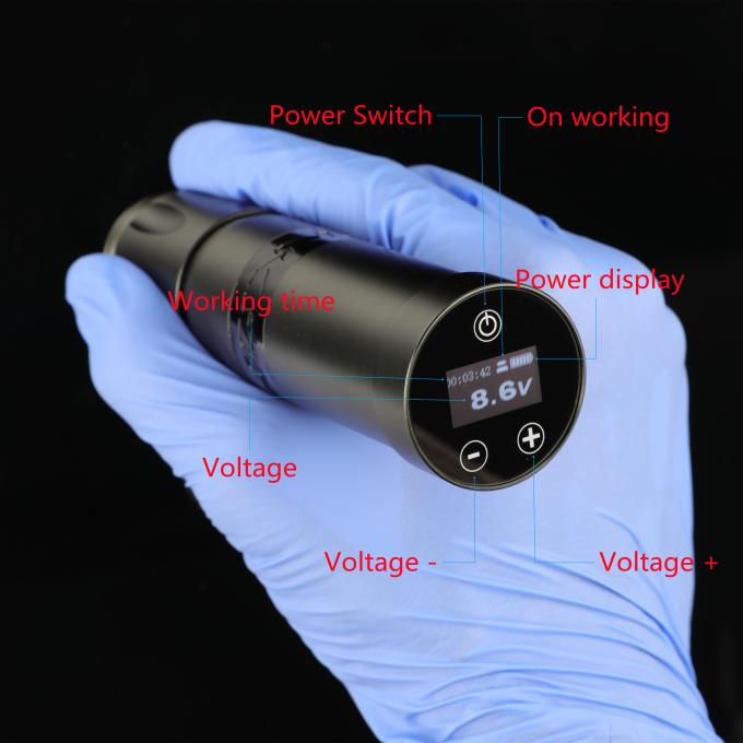 Edelstahl 1800mAh NARW drahtlose Tätowiermaschine 1-OLED-Display Touchscreen Batterie Dreh-Tattoo-Pistole Tätowierfeder mit RCA-Leistung 2