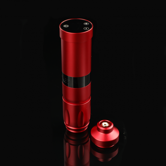 Edelstahl 1800mAh NARW drahtlose Tätowiermaschine 1-OLED-Display Touchscreen Batterie Dreh-Tattoo-Pistole Tätowierfeder mit RCA-Leistung 6