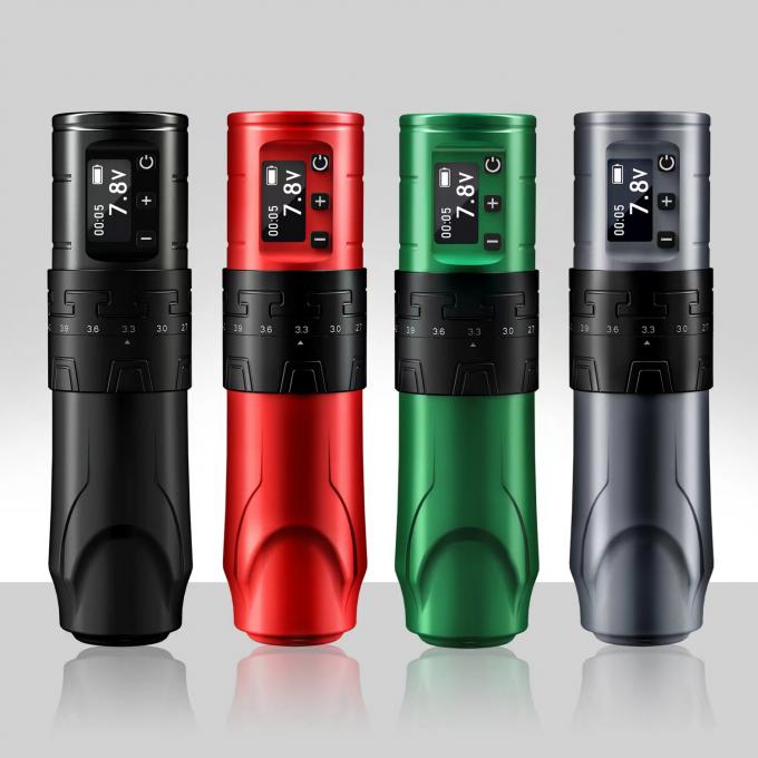 1500mAh drahtlose Tätowierpistole INKONE SABER Kernlose Tätowiermaschine Stift leistungsstarker Motor Langschlag 4,2mm Flugzeug Aluminium 0