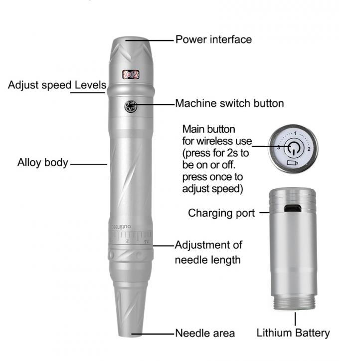 Kleine Tattoo Elektrische drahtlose wiederaufladbare professionelle Lippen-Tattoo-Maschine mit und wiederaufladbarem Design 2