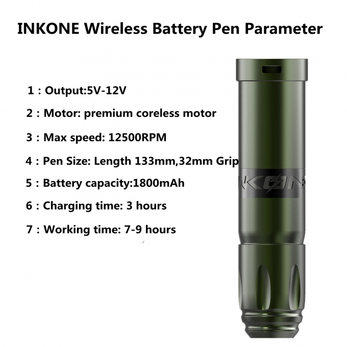 INKONE NARW Marke Digitale LCD Touchscreen Anzeige 1800mAh Batterie T&auml;towierfeder Mikropigmentierungsmaschine Wireless T&auml;towiermaschine 4
