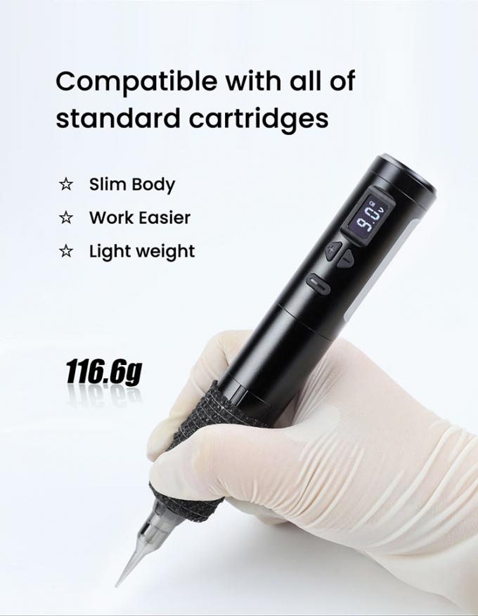 Wireless Dermografo Elektrische T&auml;towiermaschine Kabellose Permanente Make-up-Maschine Aluminium 2 Batteriek&ouml;pfe RCA-Anschlussmodell 12